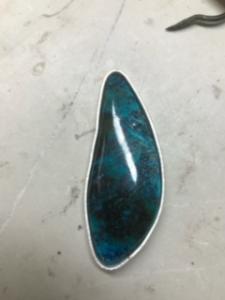 Chrysocolla/Azurite in Silver Pendant (not finished)